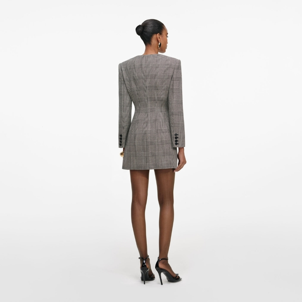 Self Portrait Check Blazer Mini Dress - Picture 3 of 9